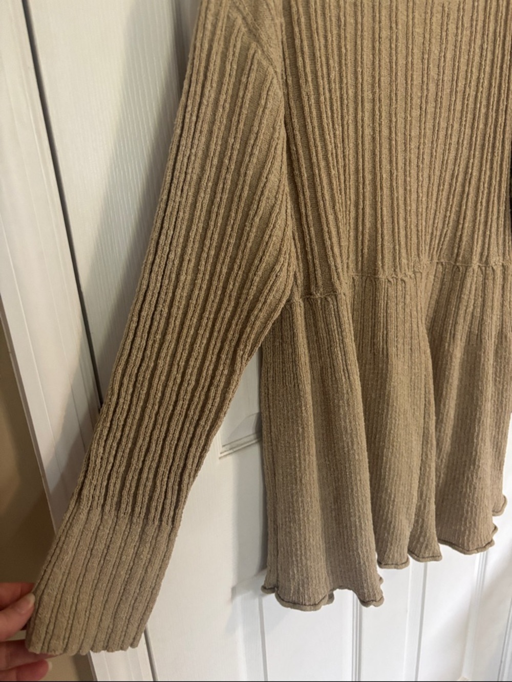 Free People Beach Ribbed Scoop-Neck sweater dress in Taupe - Picture 3 of 7